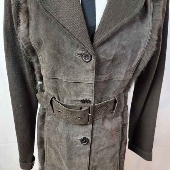 Cynthia Steffe Suede Coat Size M - Suede and Fur Trim - Luxury @ Poshmark Price - Picture 3 of 16